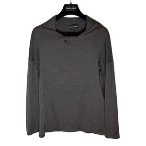 Giorgio Armani High End Black Label Gray Real Wool Silk Top, Size 42
